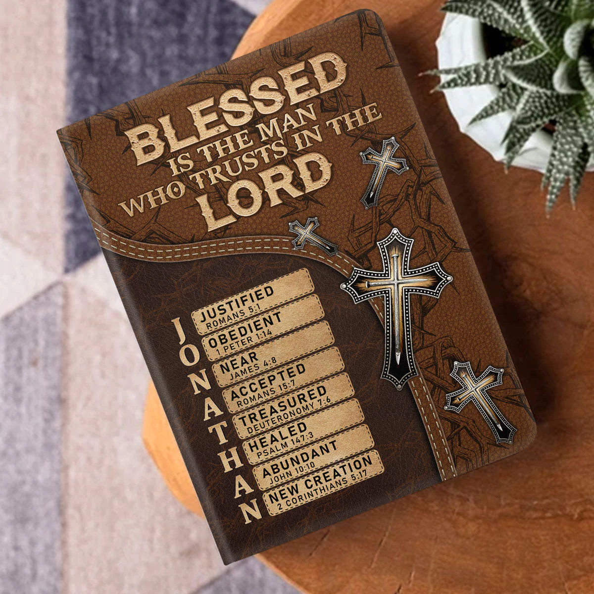 Blessed Is The Man Who Trusts In The Lord - Personalized Leather Cover Notebook HL128 CLGOD06 - Image 3