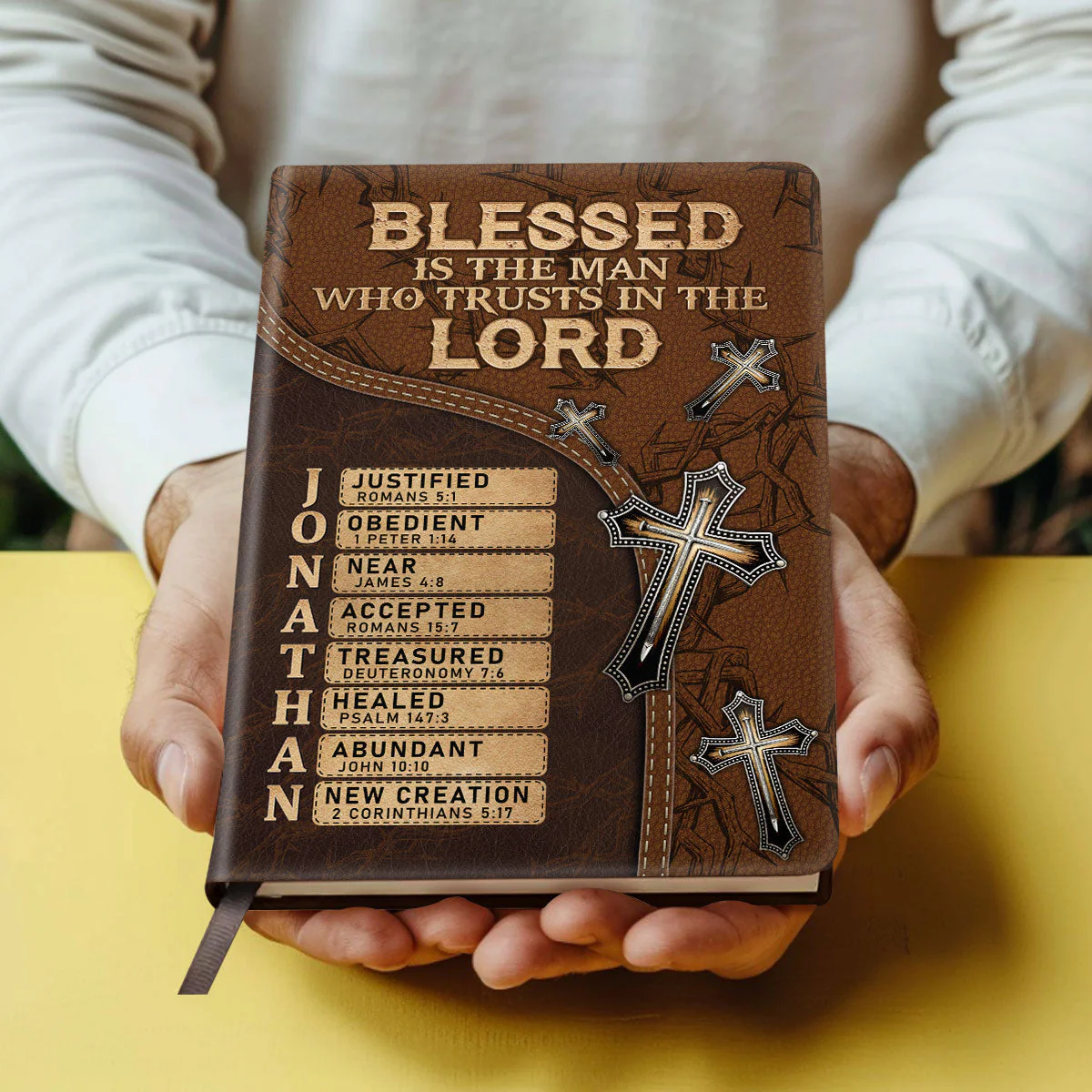 Blessed Is The Man Who Trusts In The Lord - Personalized Leather Cover Notebook HL128 CLGOD06 - Image 4