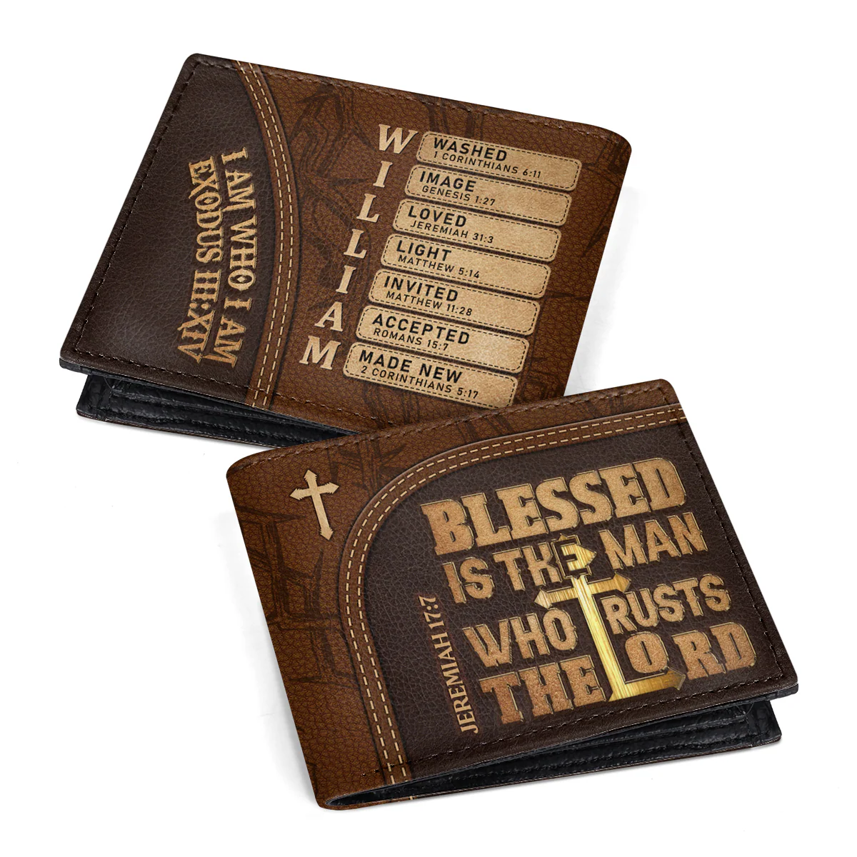 Blessed Is The Man Who Trusts In The Lord - Personalized Leather Folded Wallet TD118
