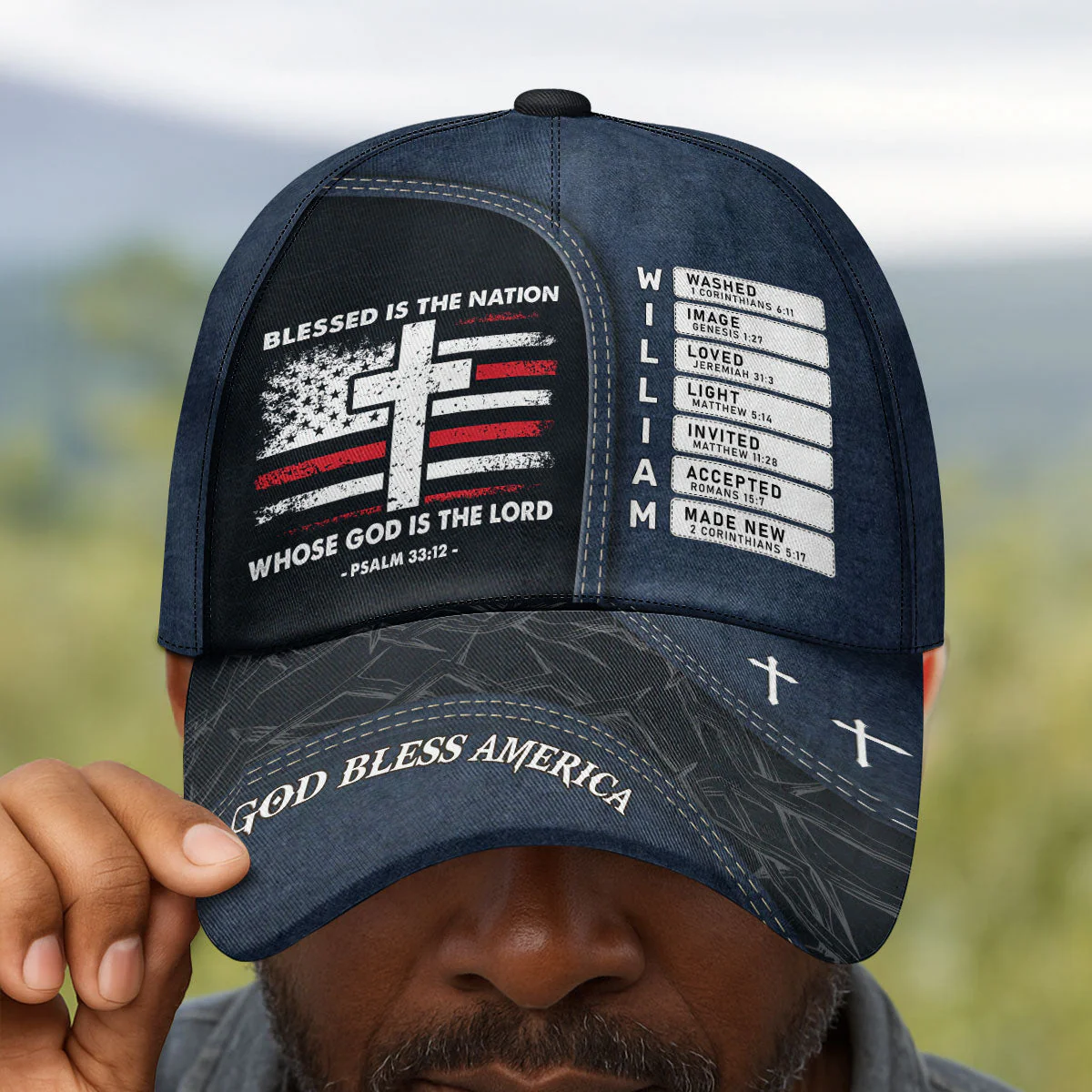 Blessed Is The Nation - Personalized Classic Cap - Christian Gift For Him BA01 - Image 2