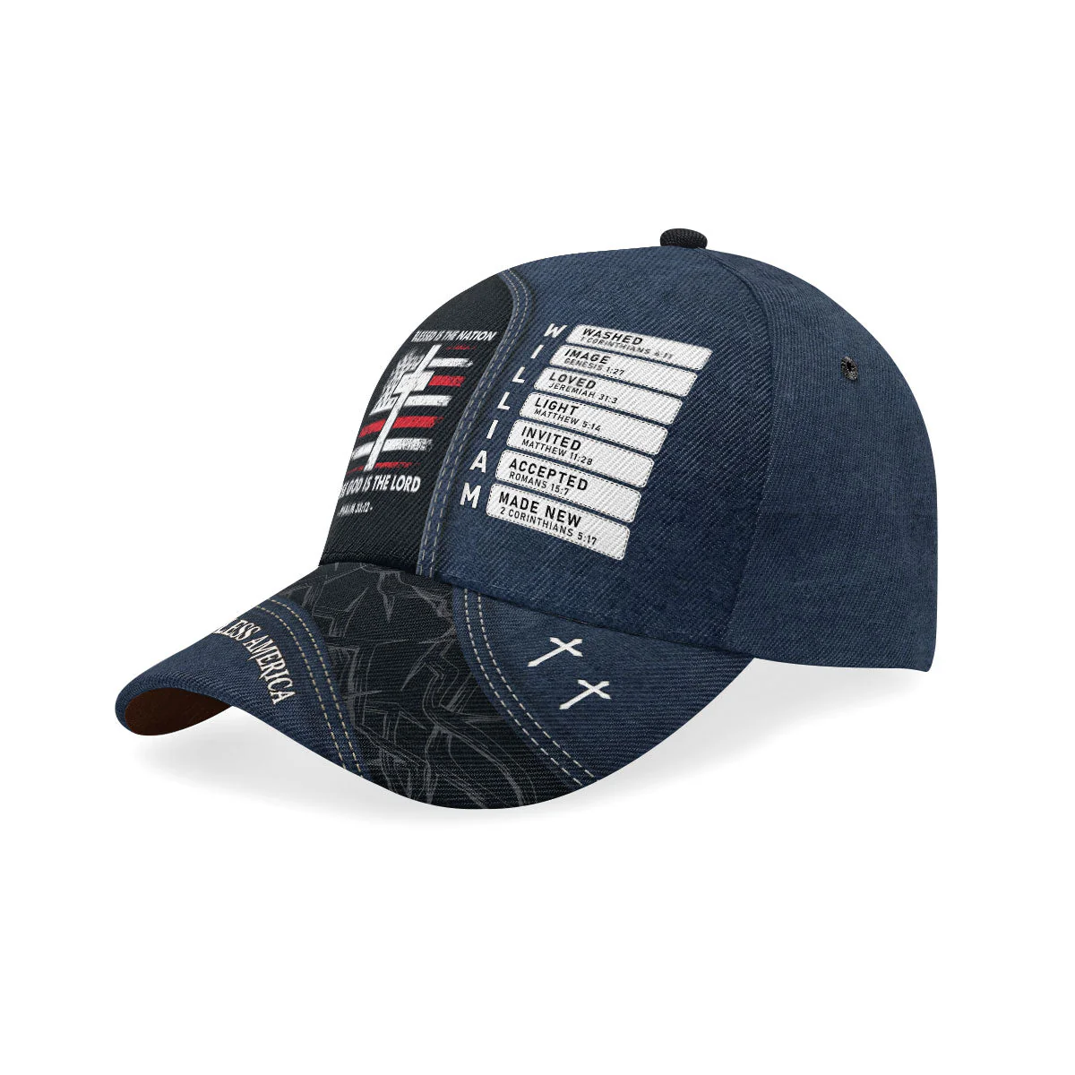 Blessed Is The Nation - Personalized Classic Cap - Christian Gift For Him BA01 - Image 4