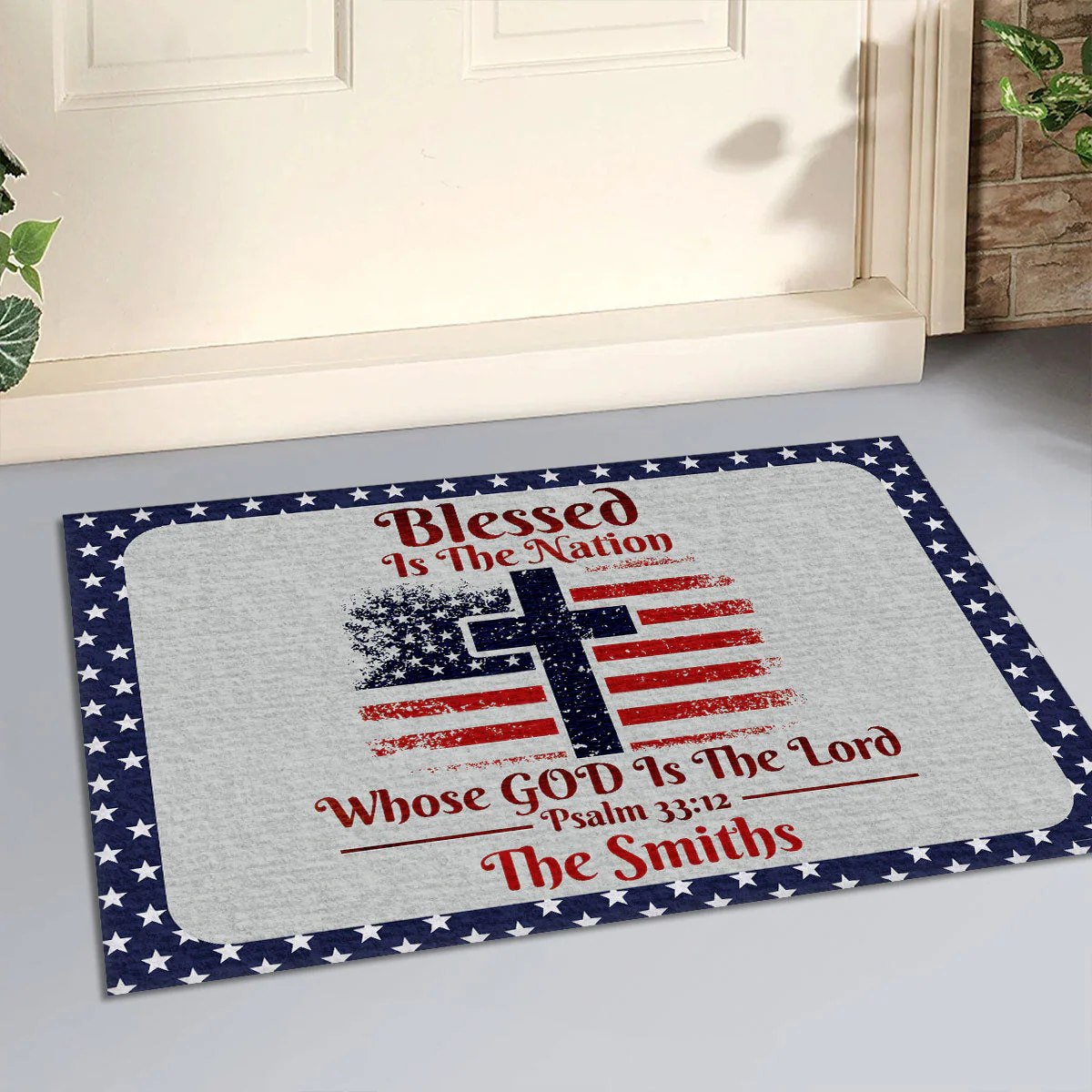 Blessed Is The Nation Whose God Is The Lord - Personalized Doormat - Home Decor - Image 3