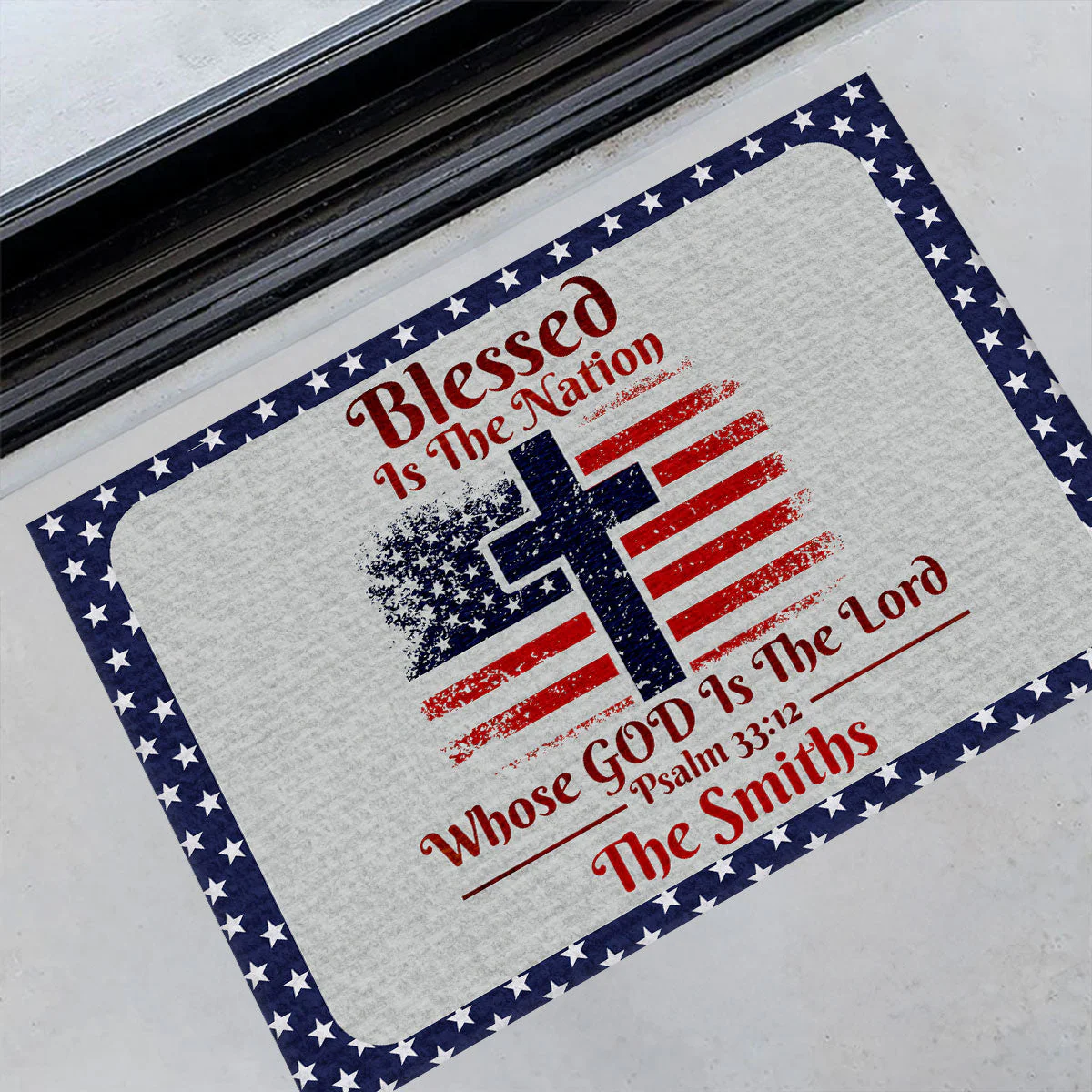 Blessed Is The Nation Whose God Is The Lord - Personalized Doormat - Home Decor - Image 4