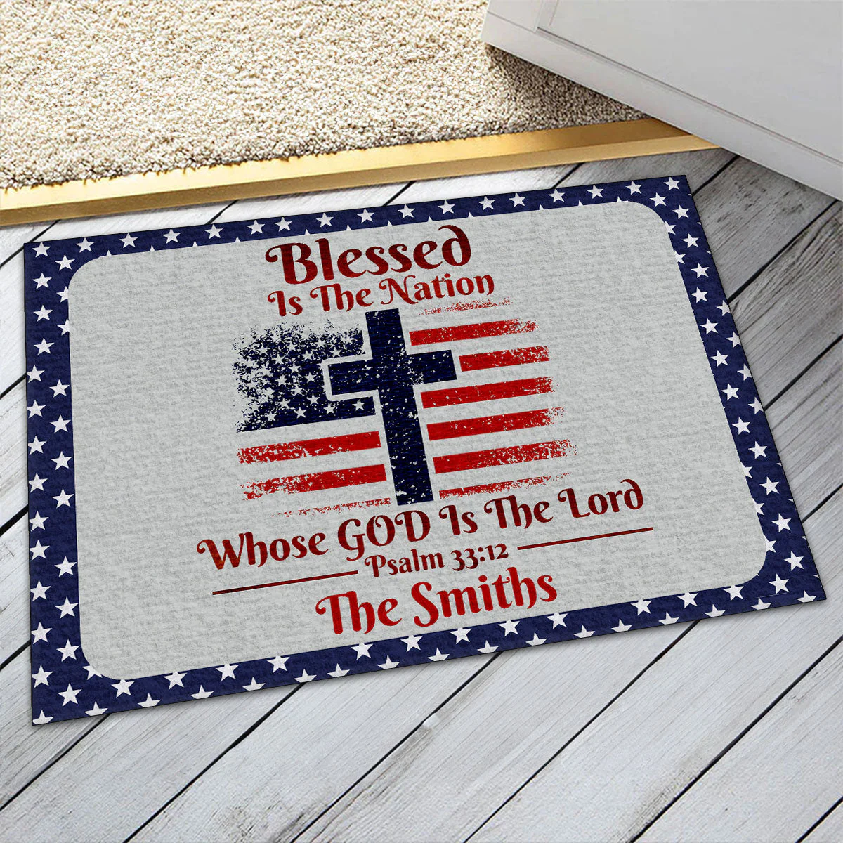 Blessed Is The Nation Whose God Is The Lord - Personalized Doormat - Home Decor - Image 6