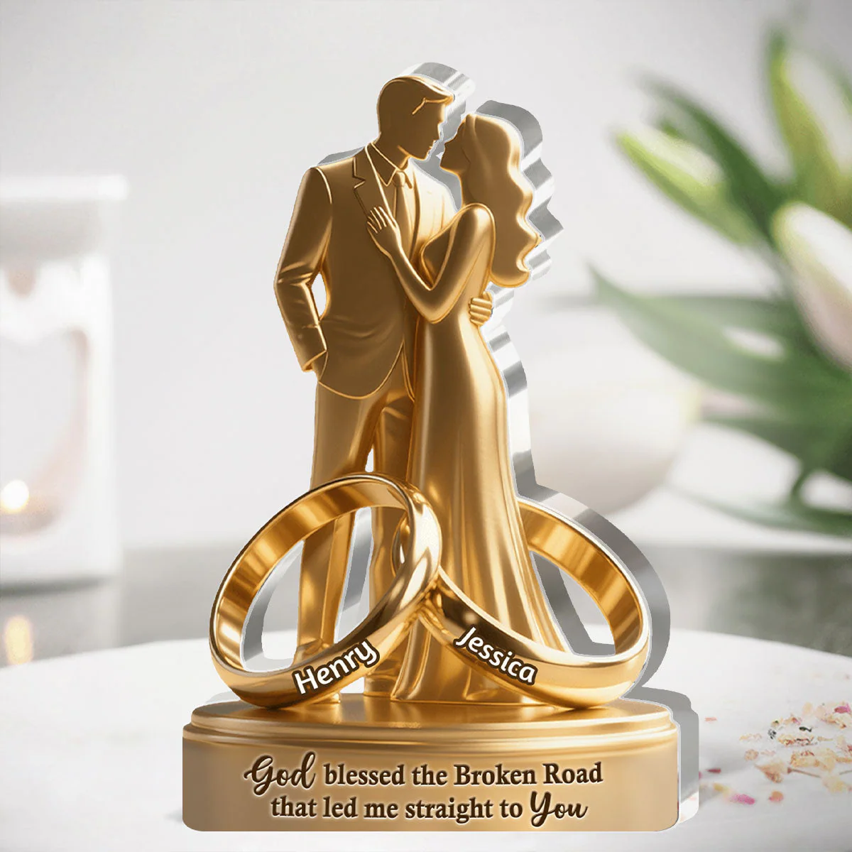 Blessed Marriage Keepsake - Personalized Custom Shaped Squared Acrylic Plaque - Gift for Couple HL128 - Image 4