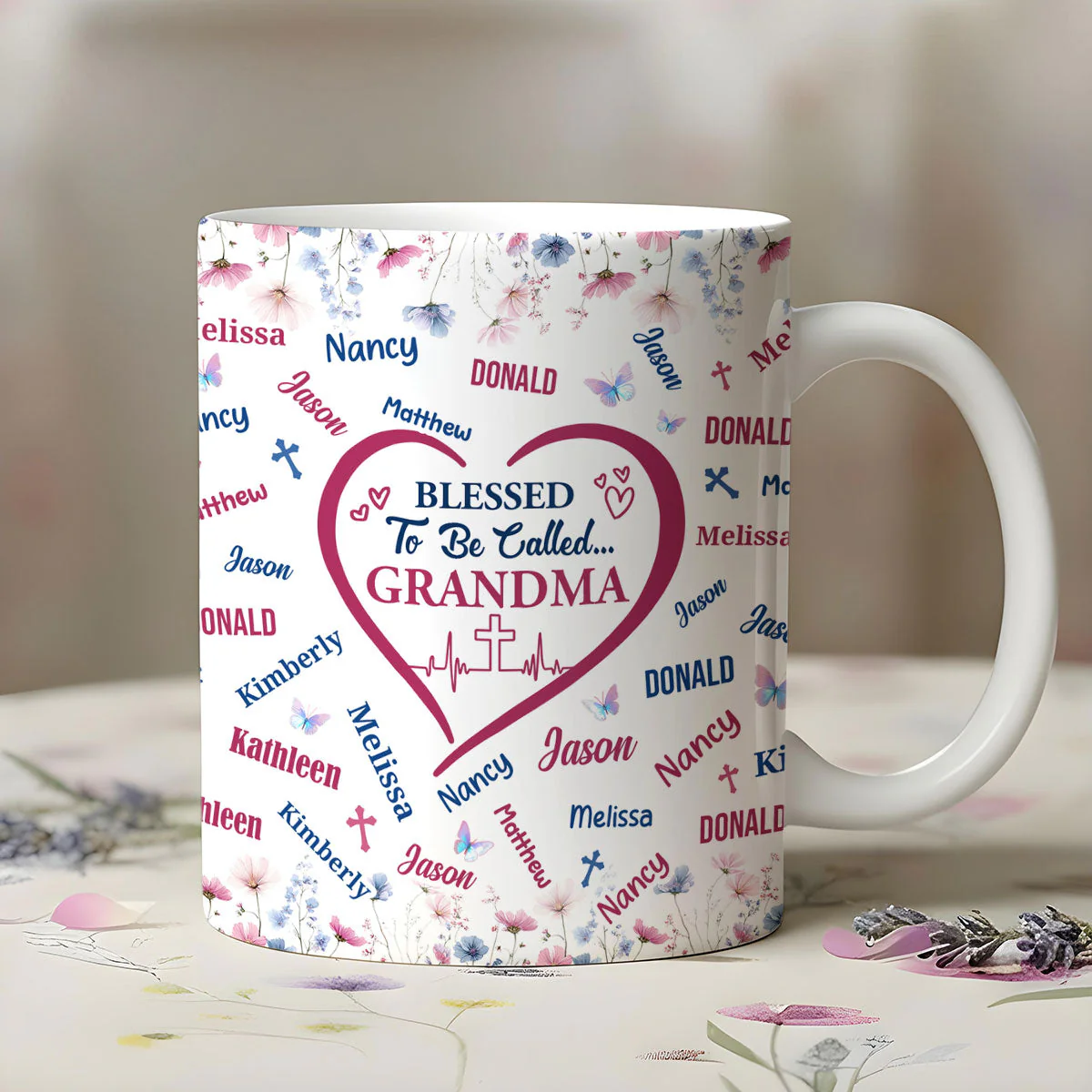 Blessed To Be Called Grandma -Personalized Mug - Christian Gift For Grandma BA01