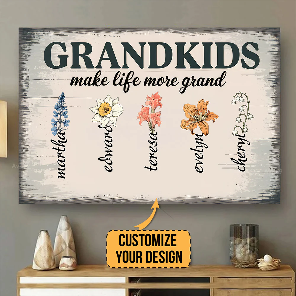 Blessed With Grandkids, Blessed With Love  - Personalized Poster Canvas - Gift For Mom, Grandma, Mothers Day | CL47 NA94 - Image 2