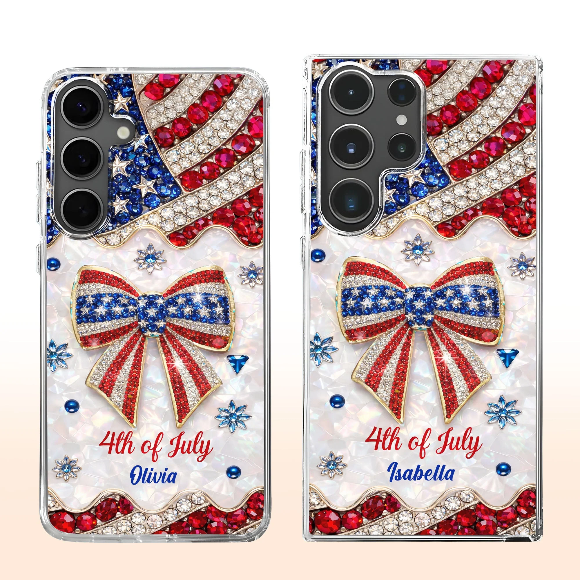 Bling Rhinestone American Flag 4th of July - Personalized Phone Case - Gift For Patriotic Women - Image 9