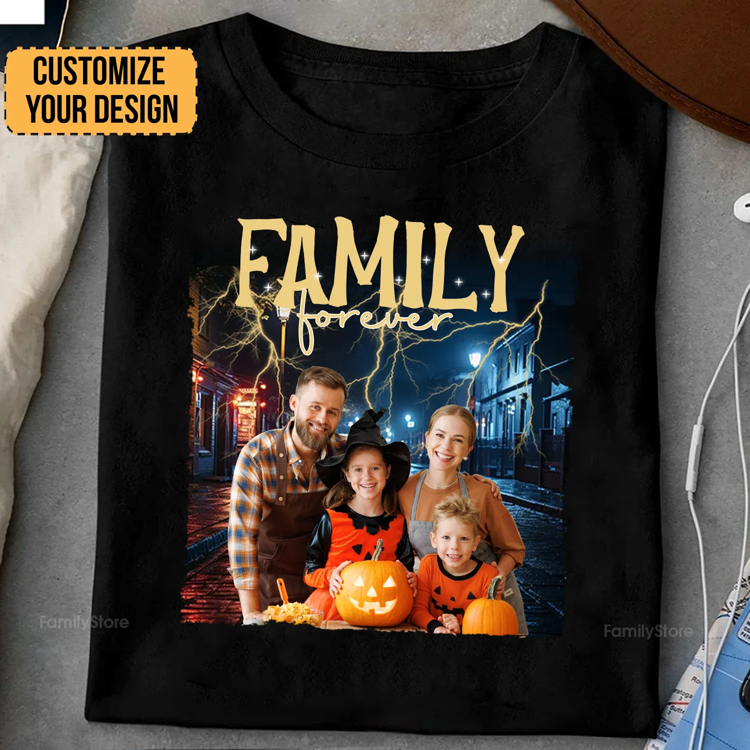 Blue And Red Light Hong Kong Family Forever - Gift For Family Members, Friends - Personalized Shirt NA94 - Image 2