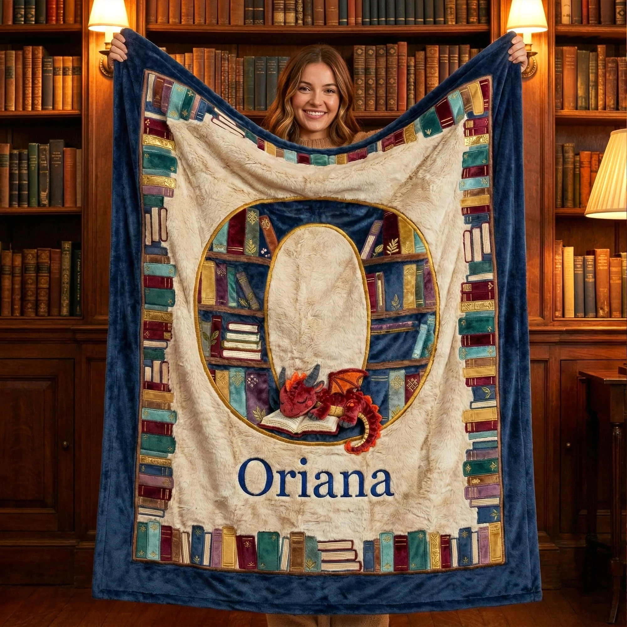 Book Dragon With Alphabet - Personalized Blanket - Christmas Gift For Book Lovers HH01 - Image 2