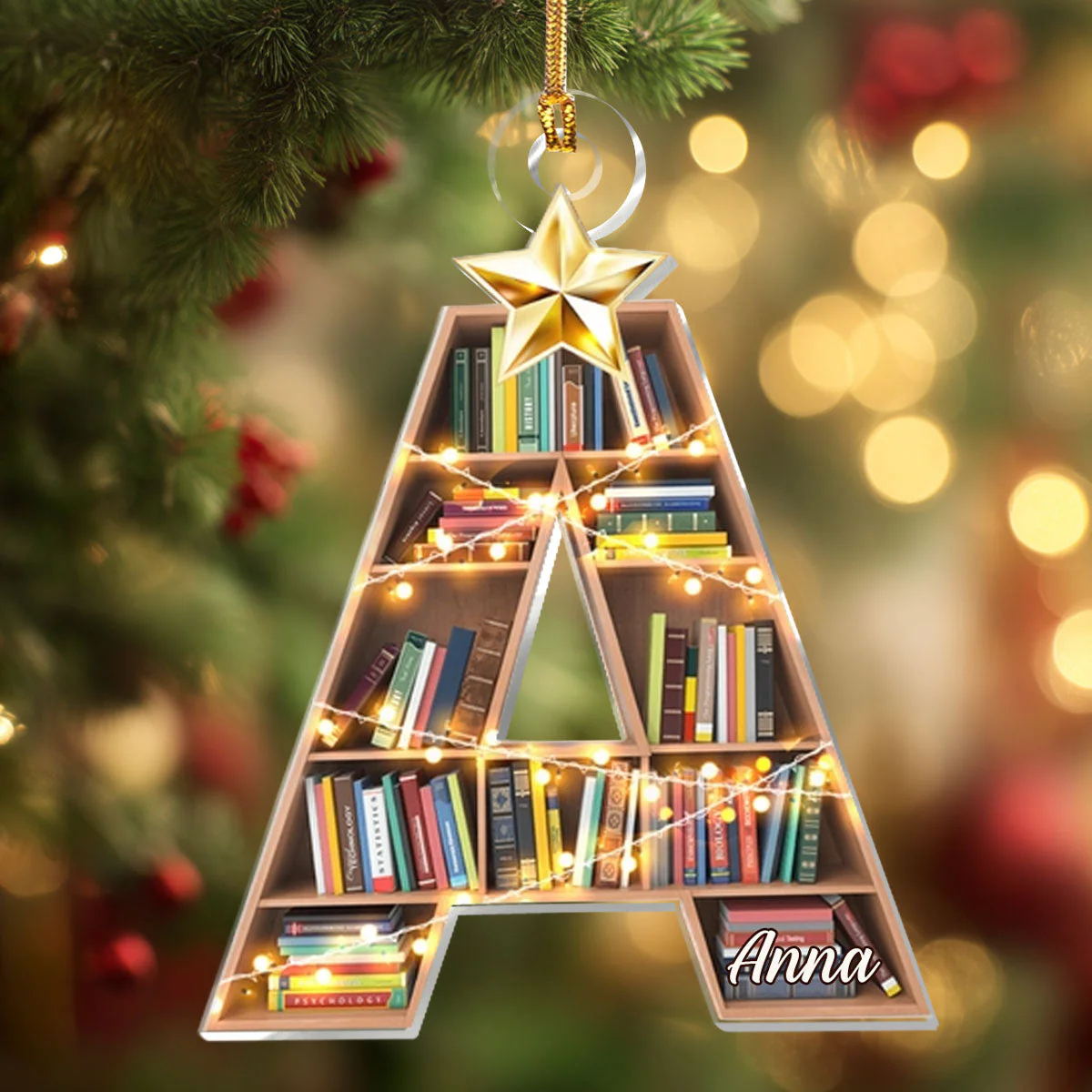 Book Lovers' Alphabets - Personalized Acrylic Ornament - Christmas Gift For Book Lovers HH01 - Image 4