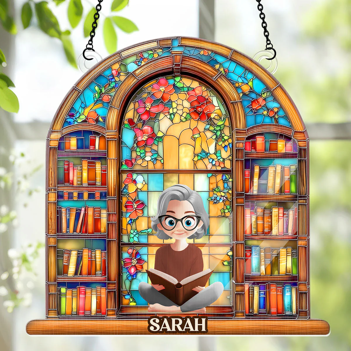 Book Lovers Dream Library - Personalized Window Hanging Suncatcher  | CLB2 - Image 4