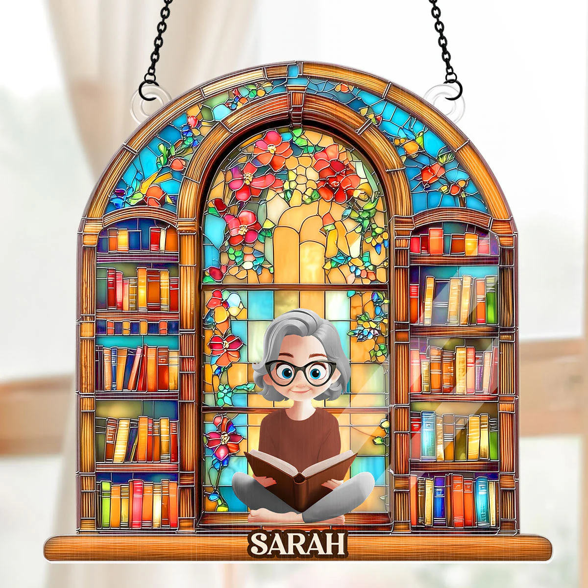Book Lovers Dream Library - Personalized Window Hanging Suncatcher  | CLB2 - Image 5