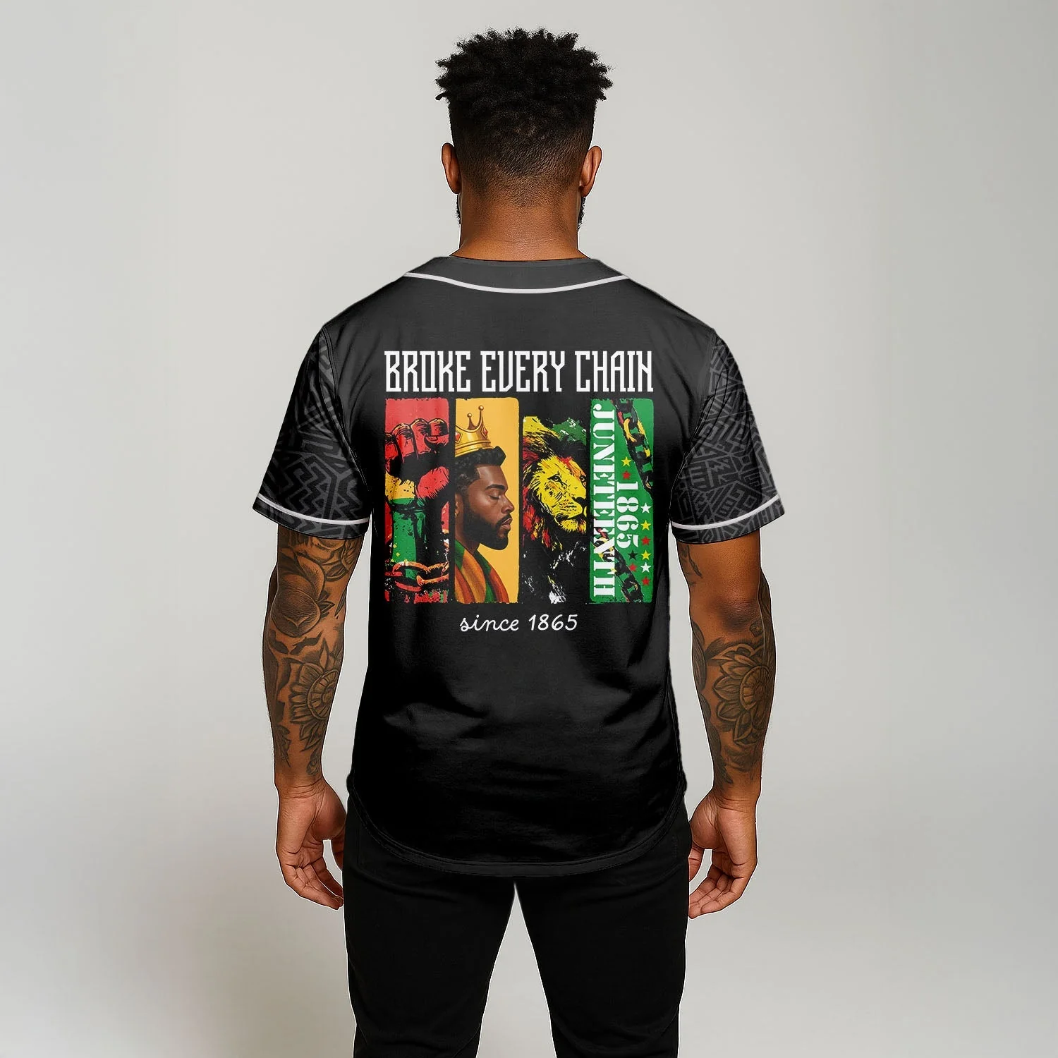 Broke Every Chain - African American Baseball Jersey - Gift for Black Dad, Grandpa, Husband - Image 7