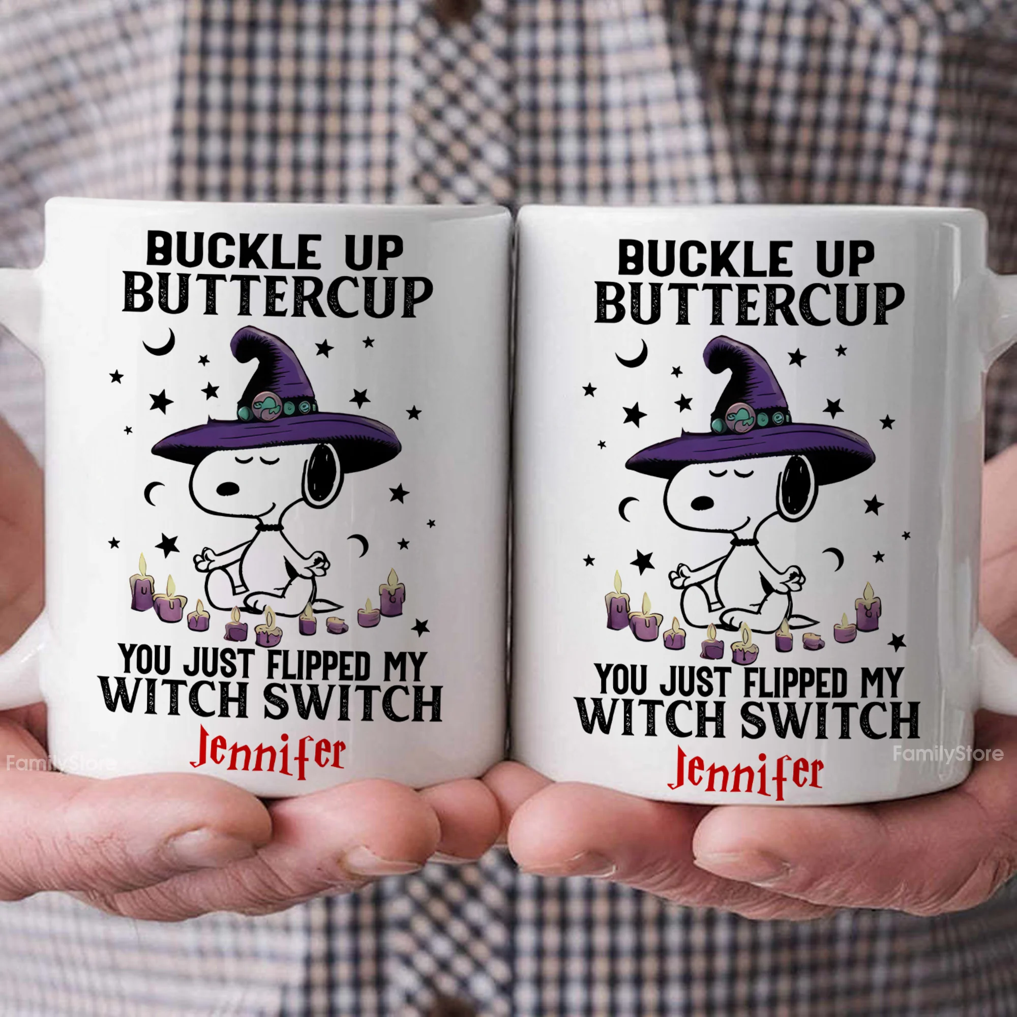 Buckle Up Buttercup You Just Flipped My Witch Switch - Personalized White Ceramic Mug - Halloween Gift For Penu Fan, Family HH01 - Image 3