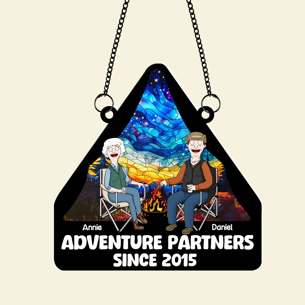 Burger Couple Adventure Partners - Personalized Window Hanging Suncatcher Ornament - Gift For Couple, Husband Wife, Anniversary | CL55 - Image 5