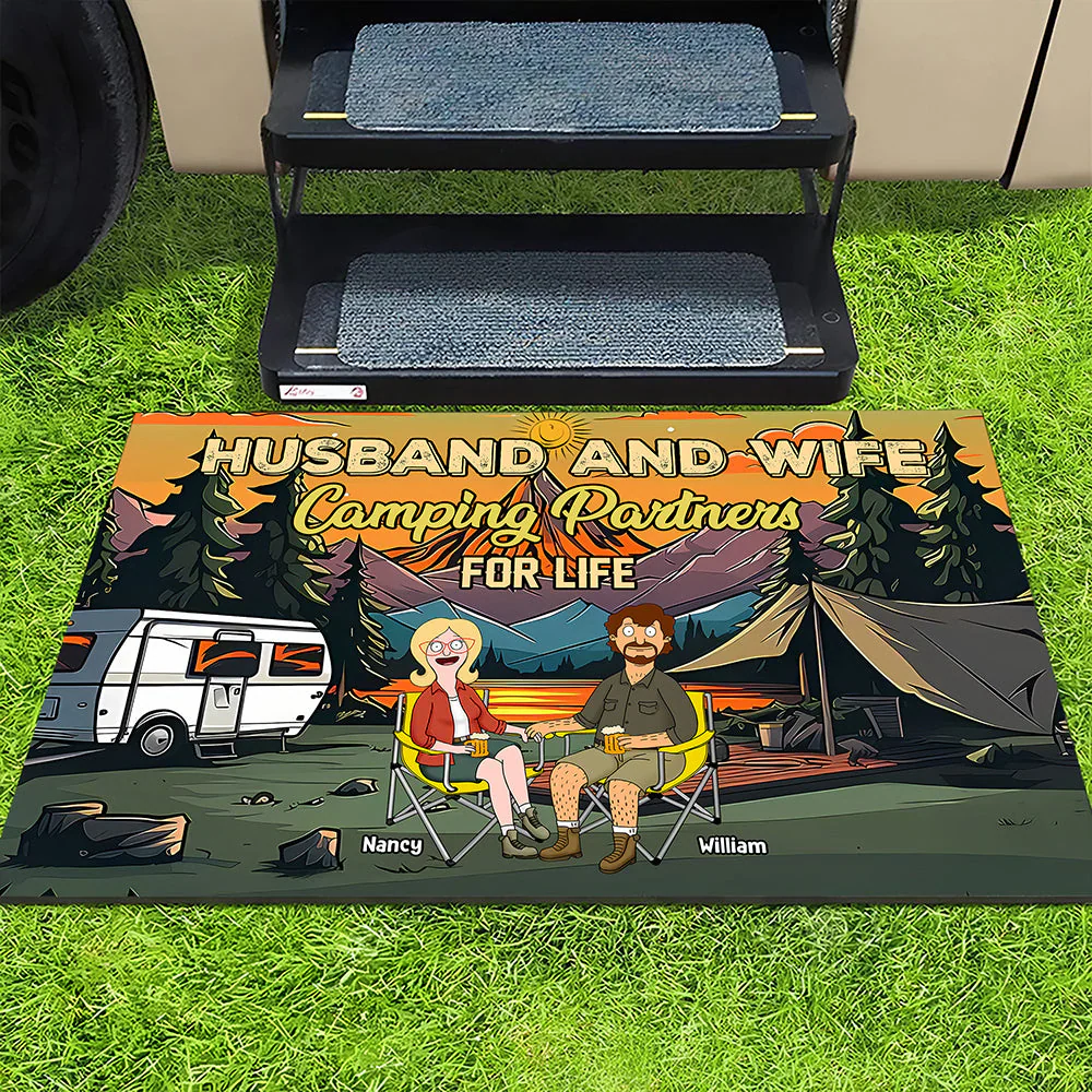 Burger Couple Camping- Personalized Doormat - Gift For Campign Couple, Husband Wife, Anniversary | CL55 - Image 4