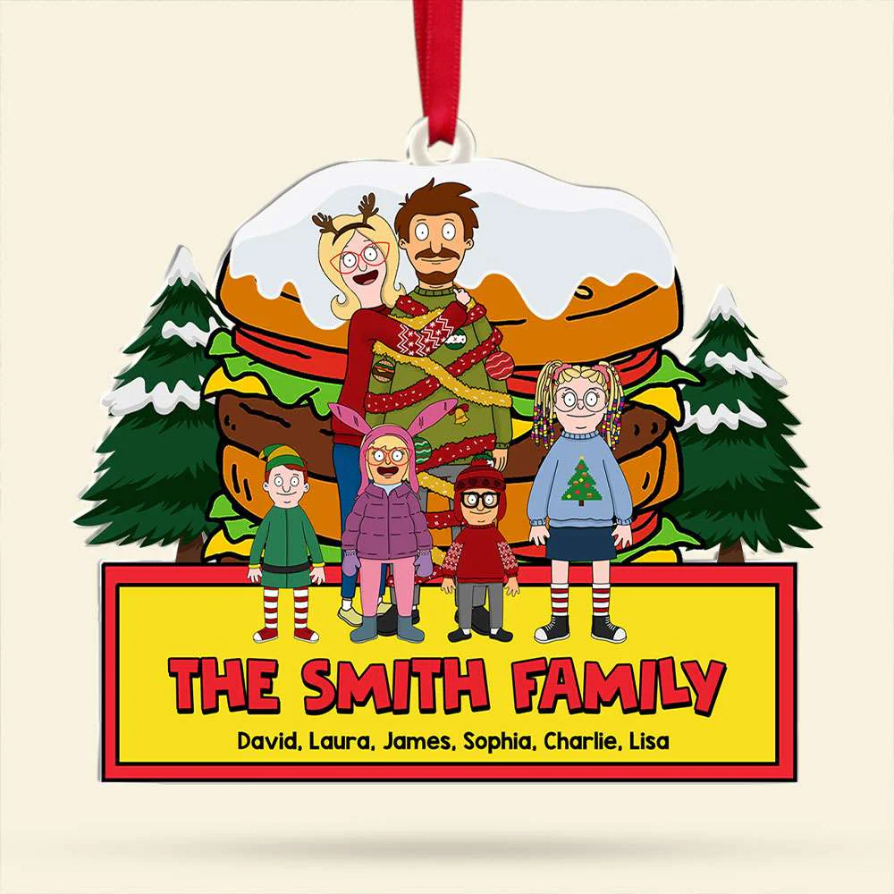 Burgers Christmas Family - Personalized Acrylic Ornament - Gifts For Family, Christmas TD118 CU5081416 - Image 3