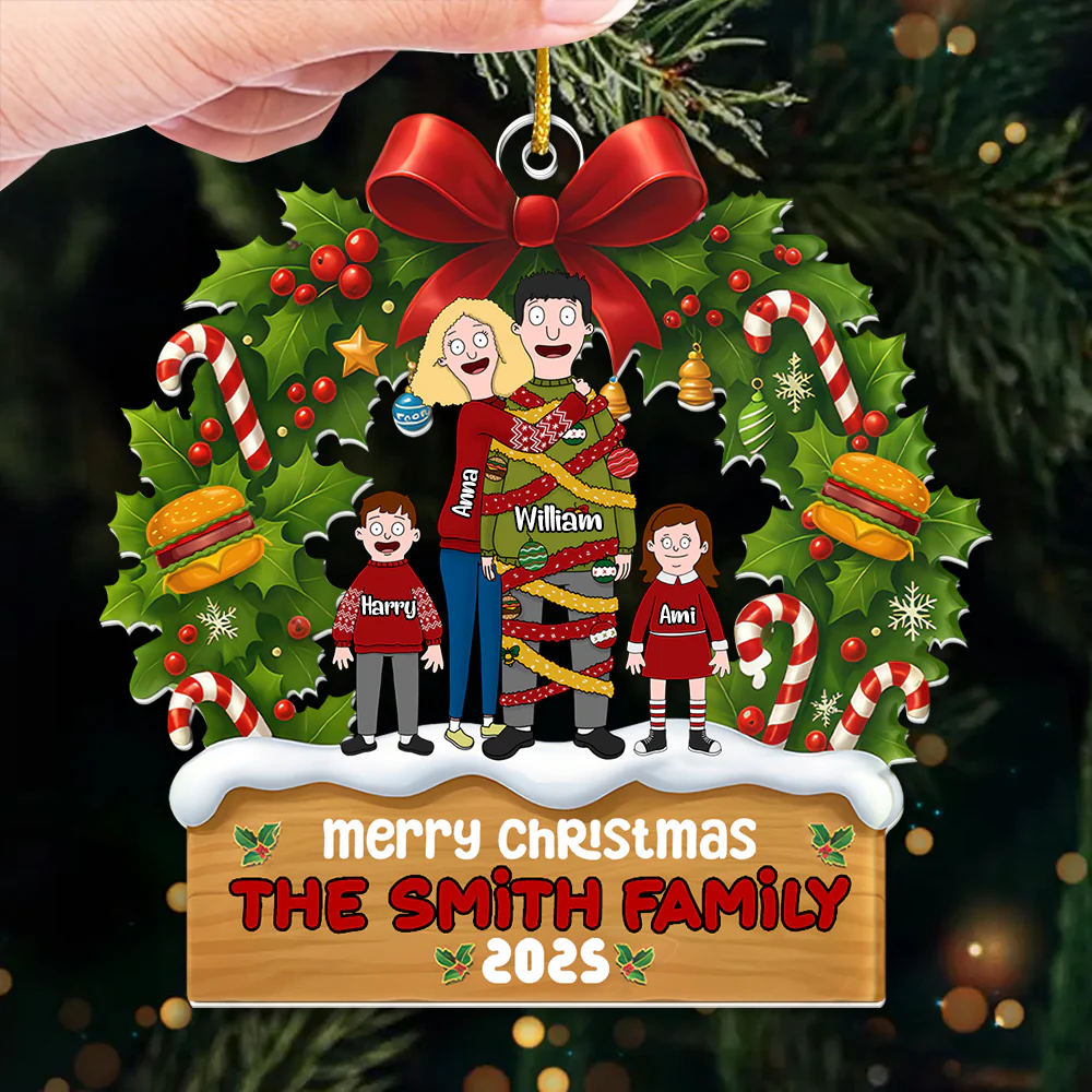 Burgers Family Merry Christmas - Personalized Acrylic Ornament - Gift For Family | CL56 TD118