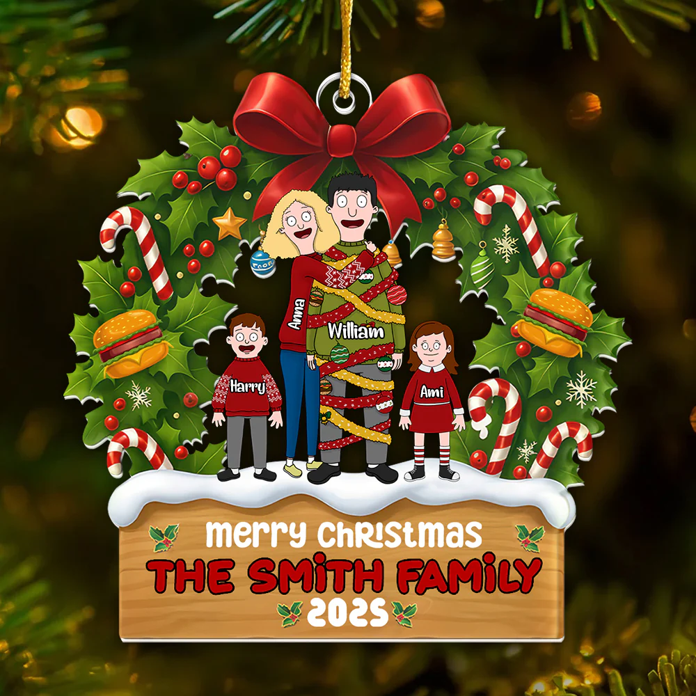Burgers Family Merry Christmas - Personalized Acrylic Ornament - Gift For Family | CL56 TD118 - Image 2