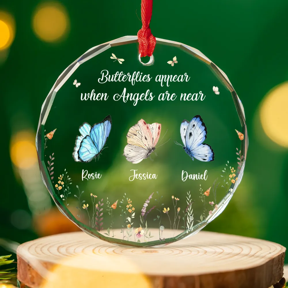 Butterflies Appear When Angels Are Near - Personalized Glass Ornament - Memorial Gift For Family Members, Friends NA94 - Image 2