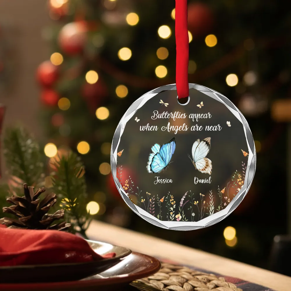 Butterflies Appear When Angels Are Near - Personalized Glass Ornament - Memorial Gift For Family Members, Friends NA94 - Image 3