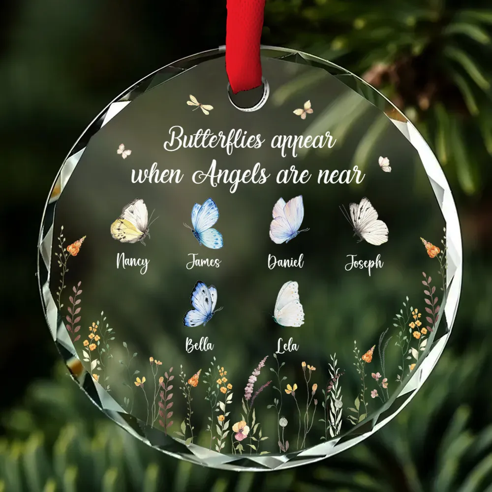 Butterflies Appear When Angels Are Near - Personalized Glass Ornament - Memorial Gift For Family Members, Friends NA94 - Image 4