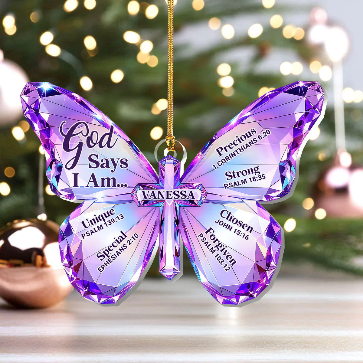 Butterfly Of Grace God Says I Am -  Personalized 1-Layer Acrylic Ornament HL128 - Image 4