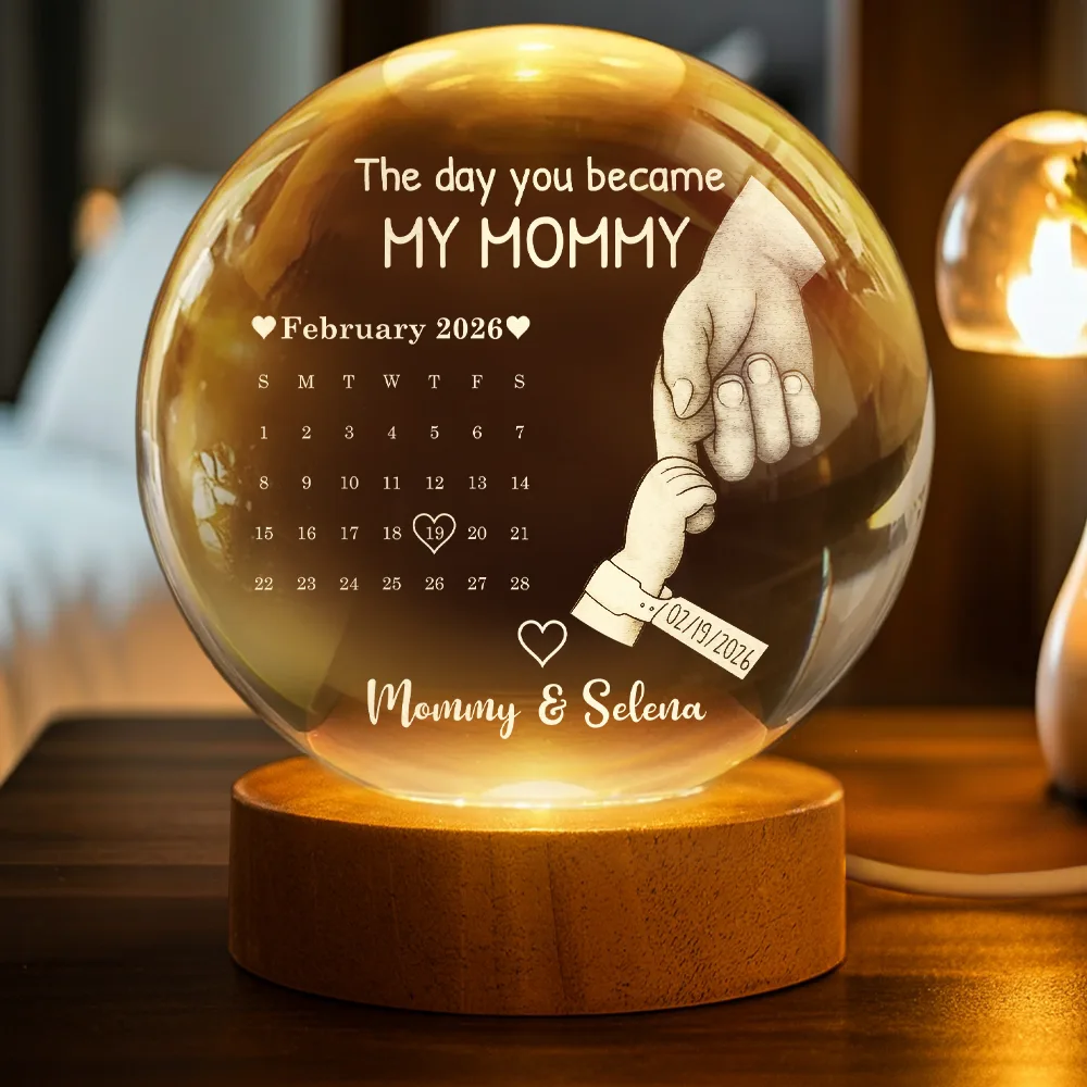 Calendar Our First My Daddy - Personalized Crystal Globe Lamp - Gift For Dad - Image 2