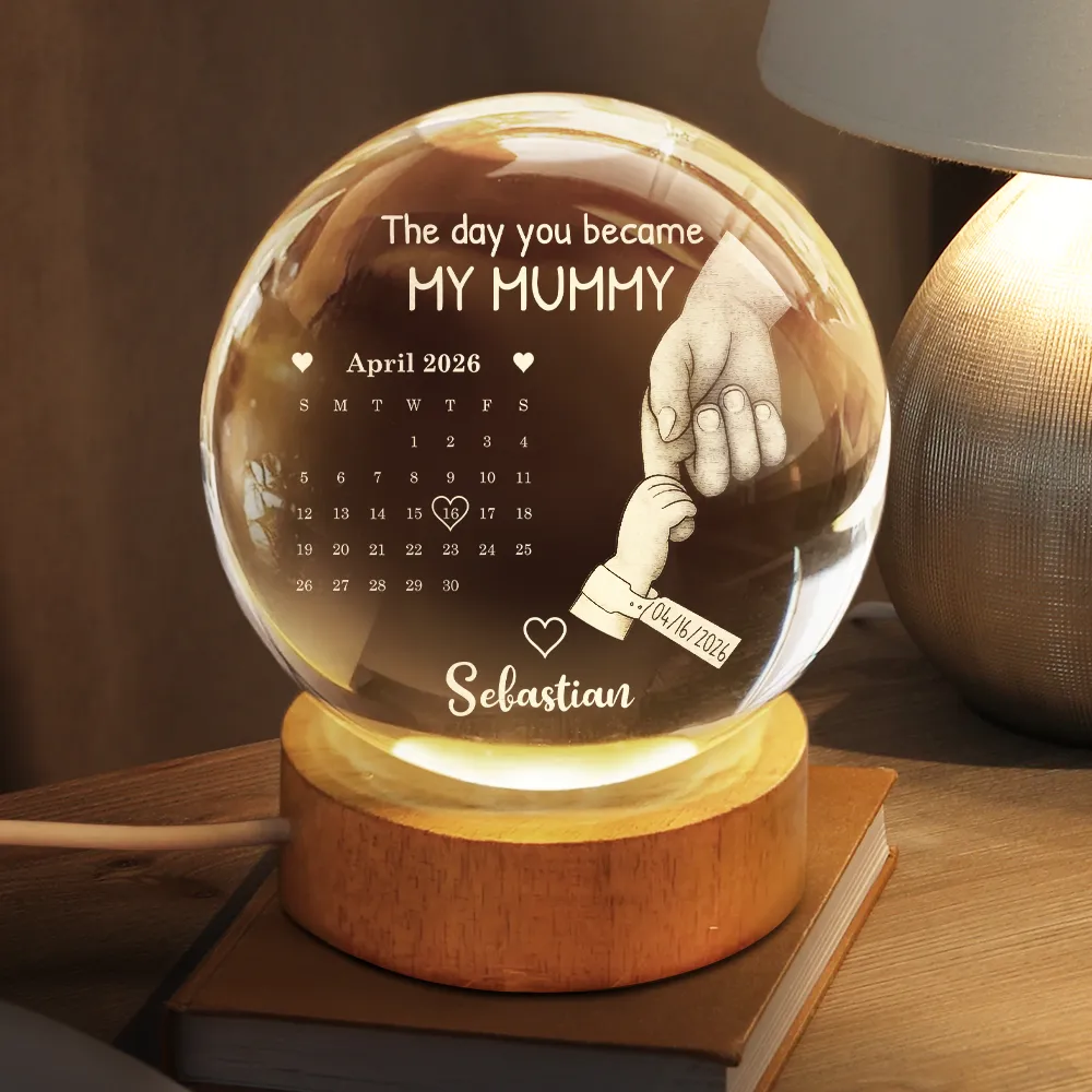 Calendar Our First My Daddy - Personalized Crystal Globe Lamp - Gift For Dad - Image 3