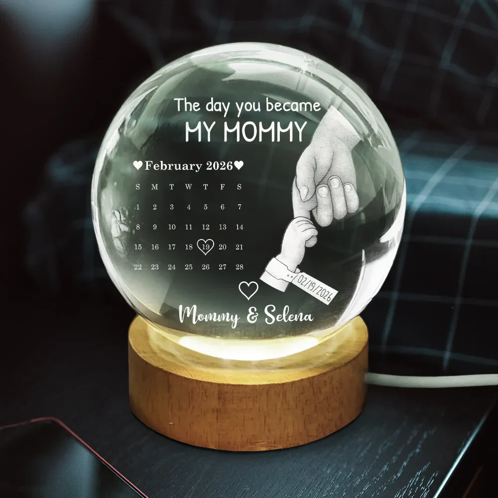 Calendar Our First My Daddy - Personalized Crystal Globe Lamp - Gift For Dad - Image 4
