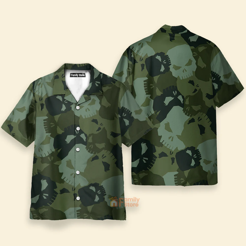 Camouflage Skull Pattern - Hawaiian Shirt - Image 2