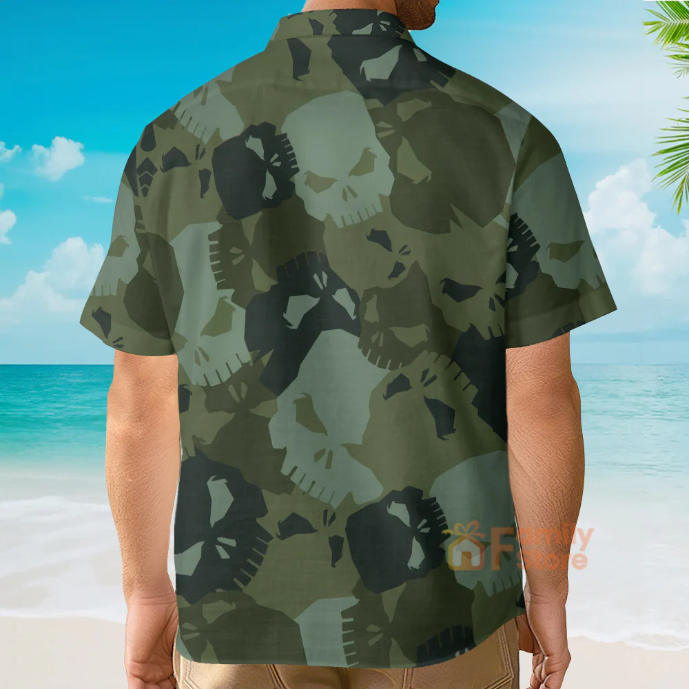 Camouflage Skull Pattern - Hawaiian Shirt - Image 4