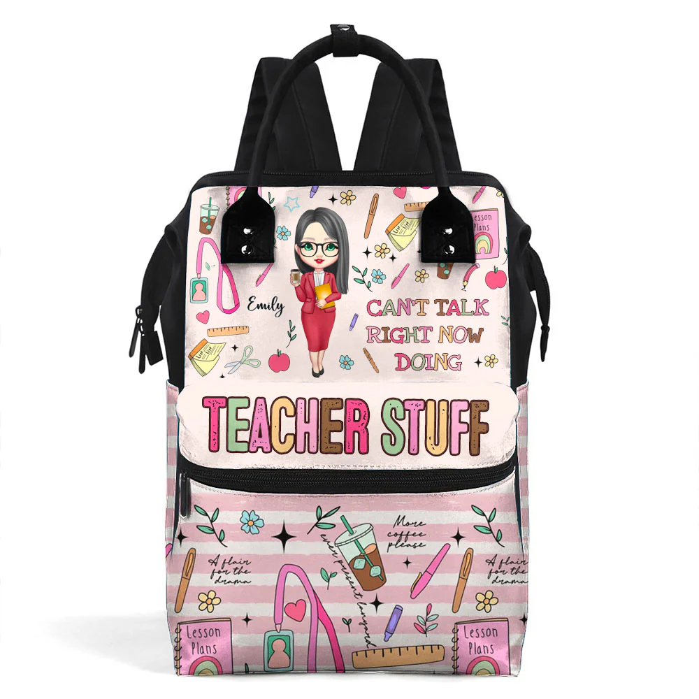 Can't Talk Right Now Doing Teacher Stuff - Personalized Duckbilled Backpack - Gift For Teacher | CLTC01 HN02