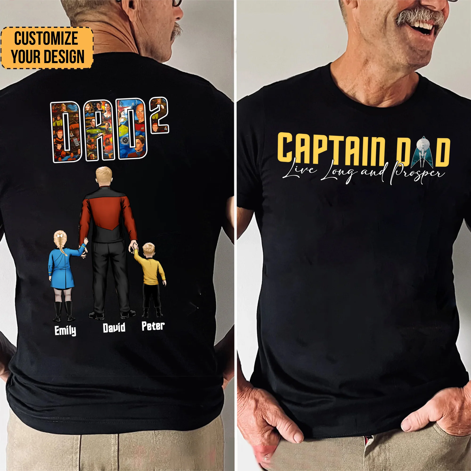 Captain Dad Live Long And Prosper - Gift For Dad - Personalized Shirt 2 Side - cl22 NA94 - Image 2