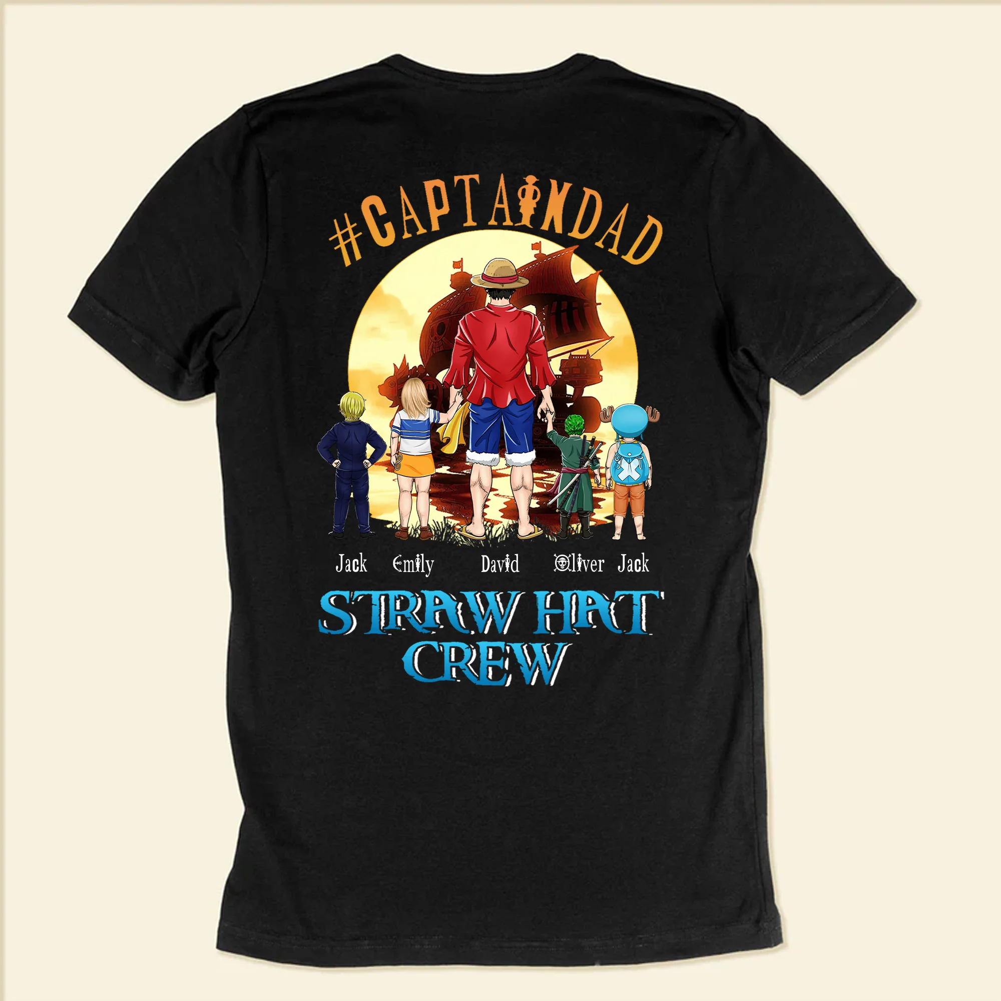 One Pices Captain Dad Straw Hat Crew - Gift For Father's Day - Personalized Shirt 2 Side - Image 6