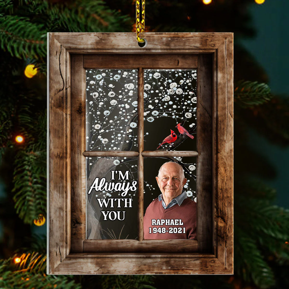 Cardinal Window - Personalized Acrylic Ornament - Image 2