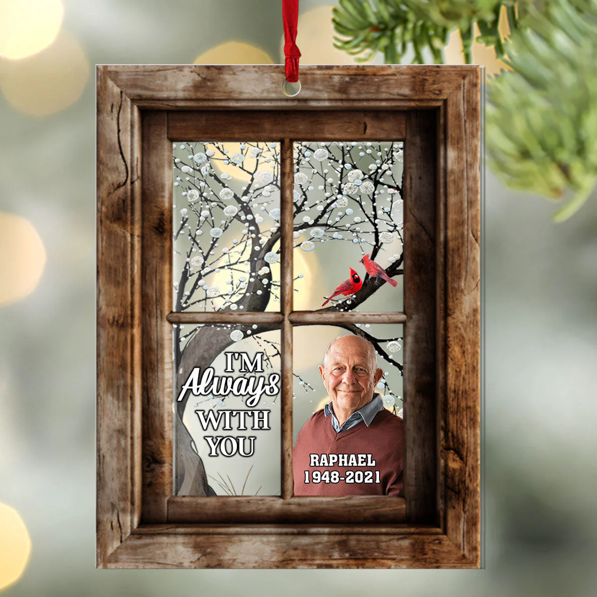 Cardinal Window - Personalized Acrylic Ornament - Image 3