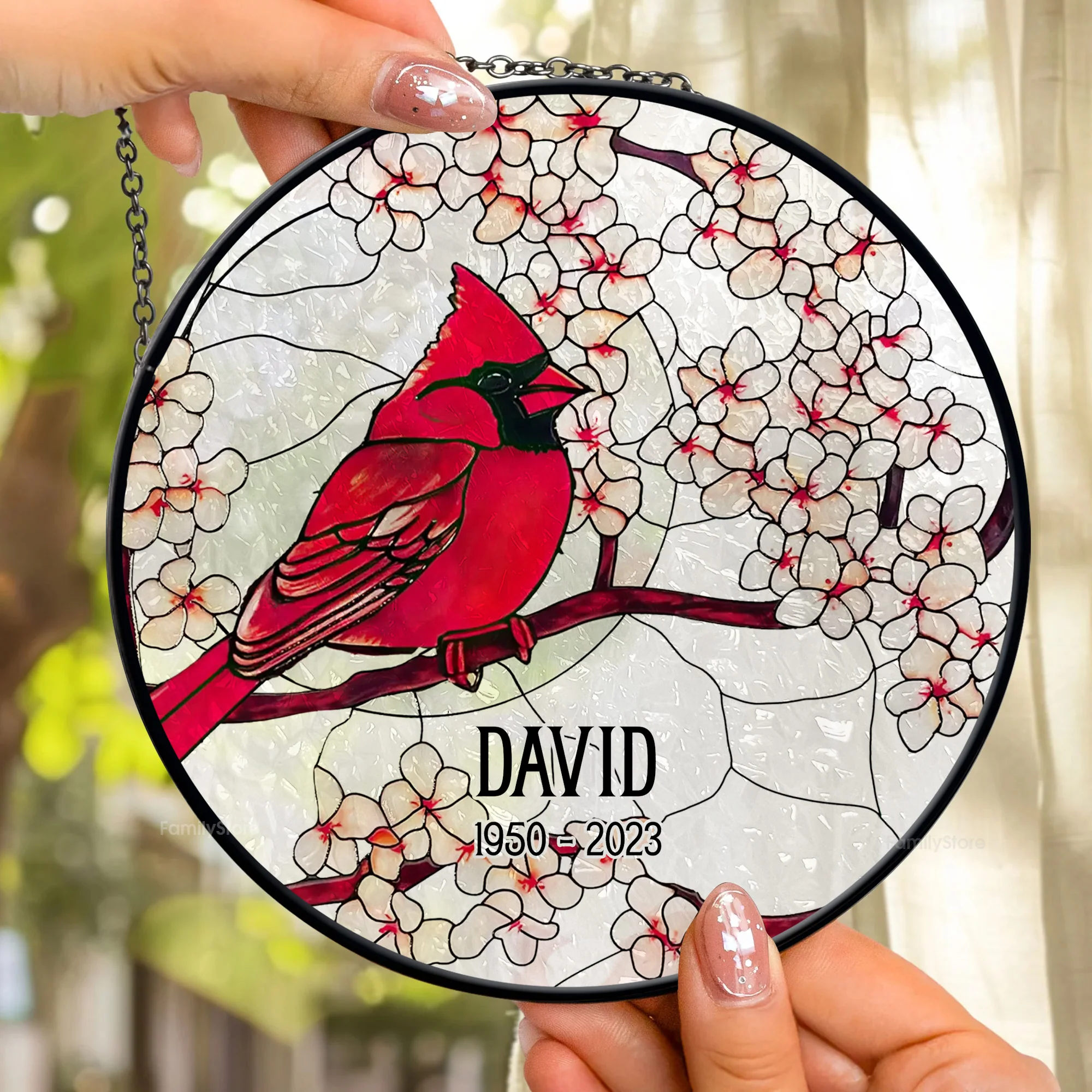 Cardinals Appear When Angels Are Near - Memorial Gift - Personalized Stained Glass Window Hanging Suncatcher NA94 - Image 2