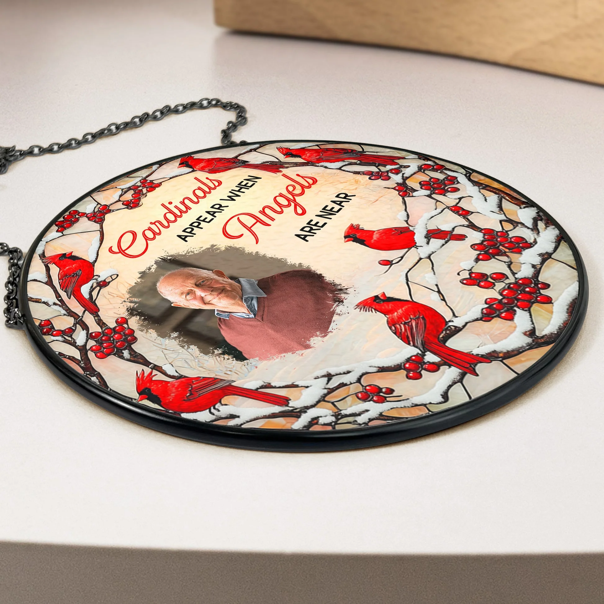 Cardinals Appear When Angels Are Near - Personalized Photo Stained Glass Window Hanging Suncatcher - Memorial Gifts NL122 - Image 3