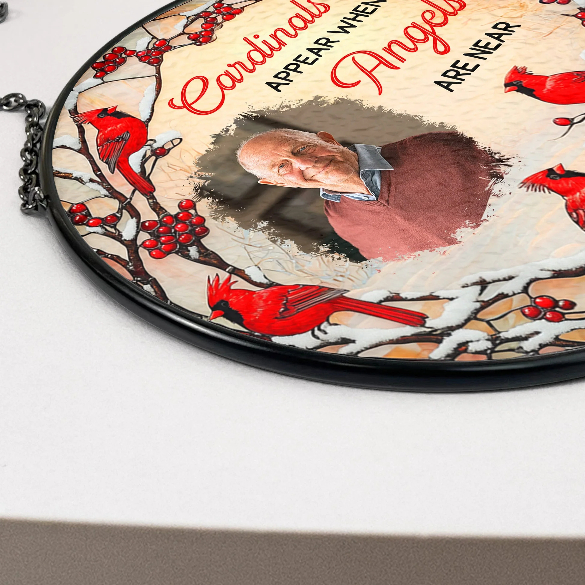 Cardinals Appear When Angels Are Near - Personalized Photo Stained Glass Window Hanging Suncatcher - Memorial Gifts NL122 - Image 4