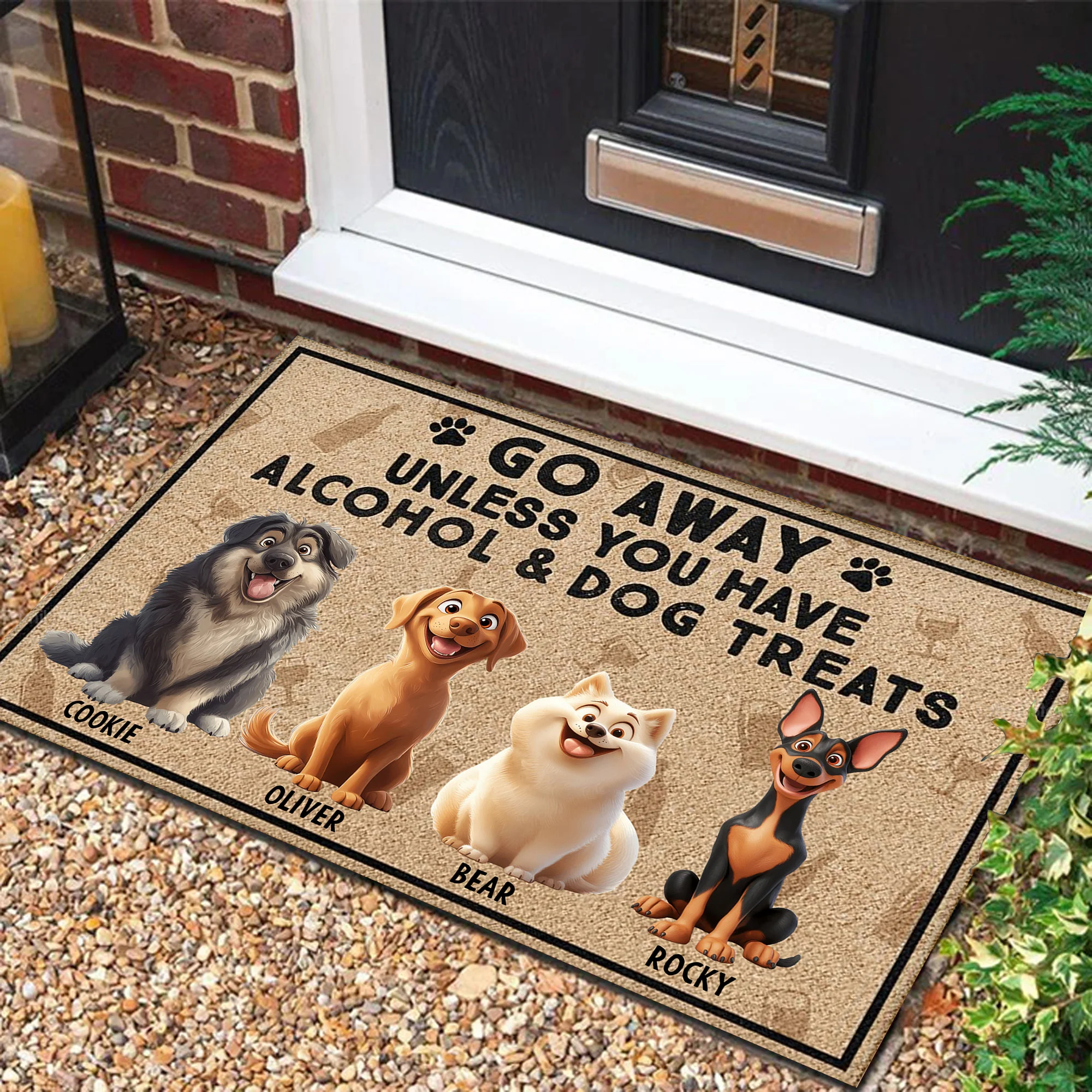 Caroon Dog Go Away Unless You Have Alcohol And Dog Treats - Personalized Doormat - Gift for Pet Owners, Pet Lovers, Dog Mom, Dog Dad | CLP15 NH96 - Image 2