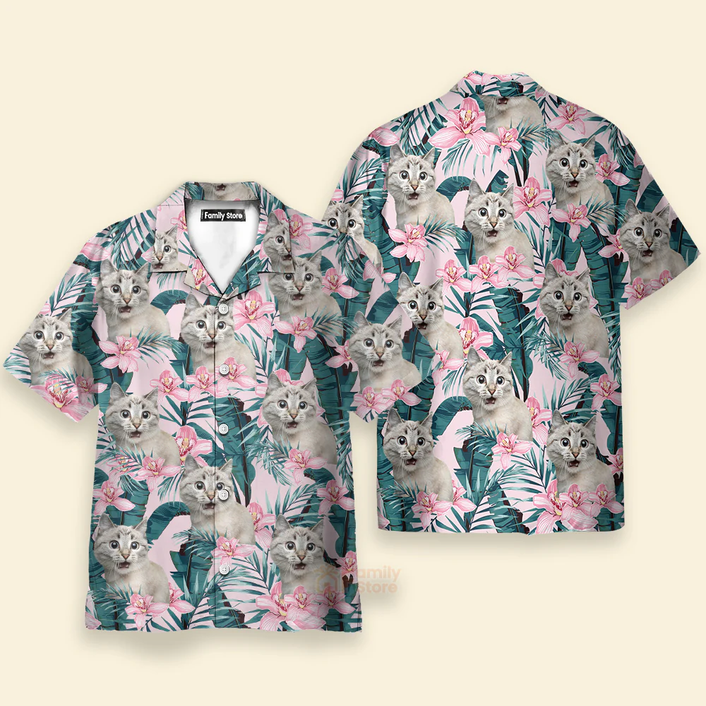 Custom Photo Cats And Queen Of Flower  For Pet Lovers -  Personalized Hawaiian Shirt - Image 4