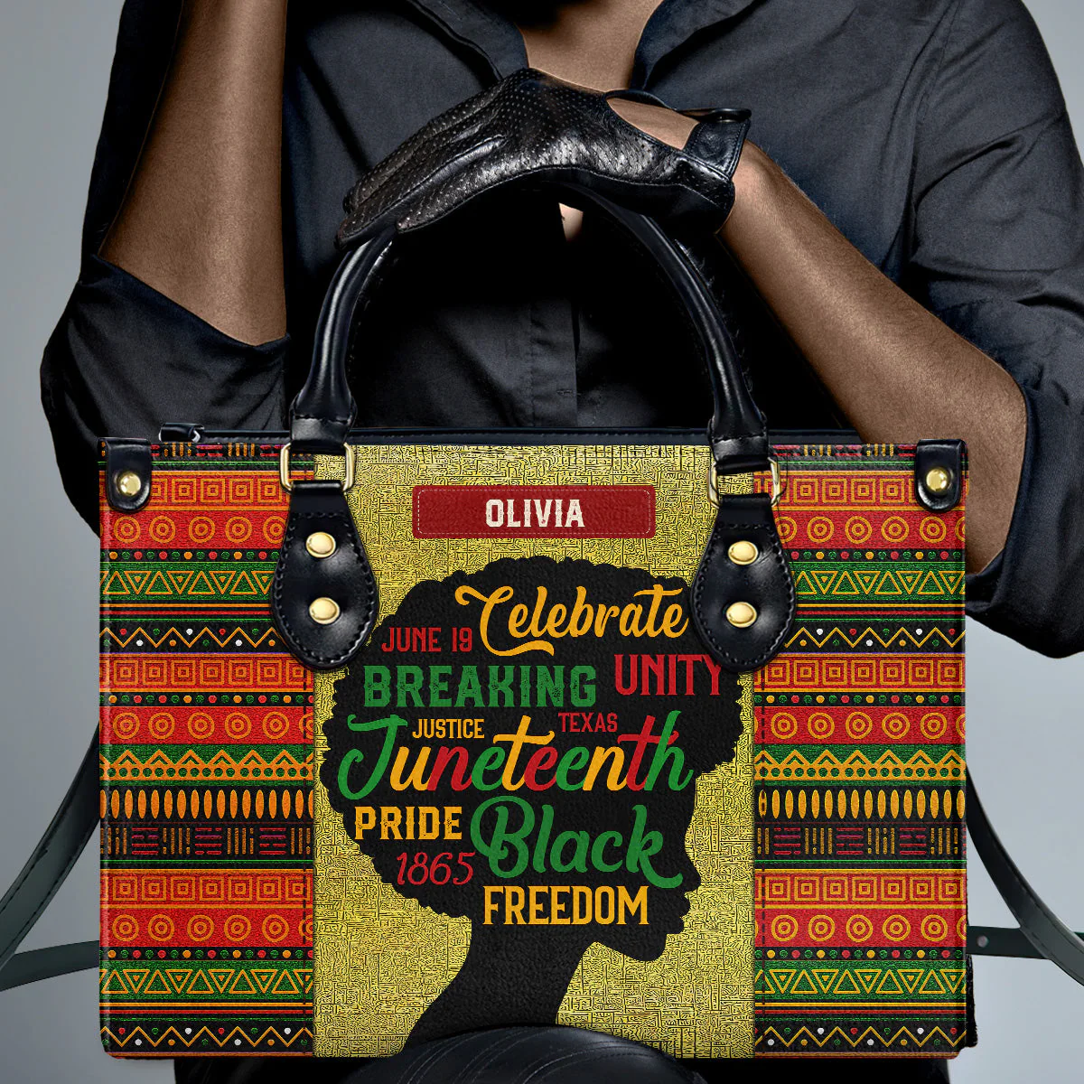 Celebrate Juneteenth Black Women Pride - Personalized Leather Handbag - Gift For Black Queen HD95 - Image 2