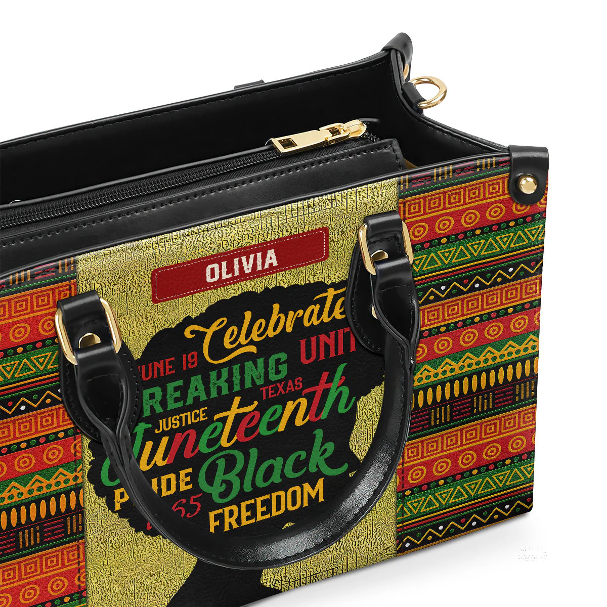 Celebrate Juneteenth Black Women Pride - Personalized Leather Handbag - Gift For Black Queen HD95 - Image 3