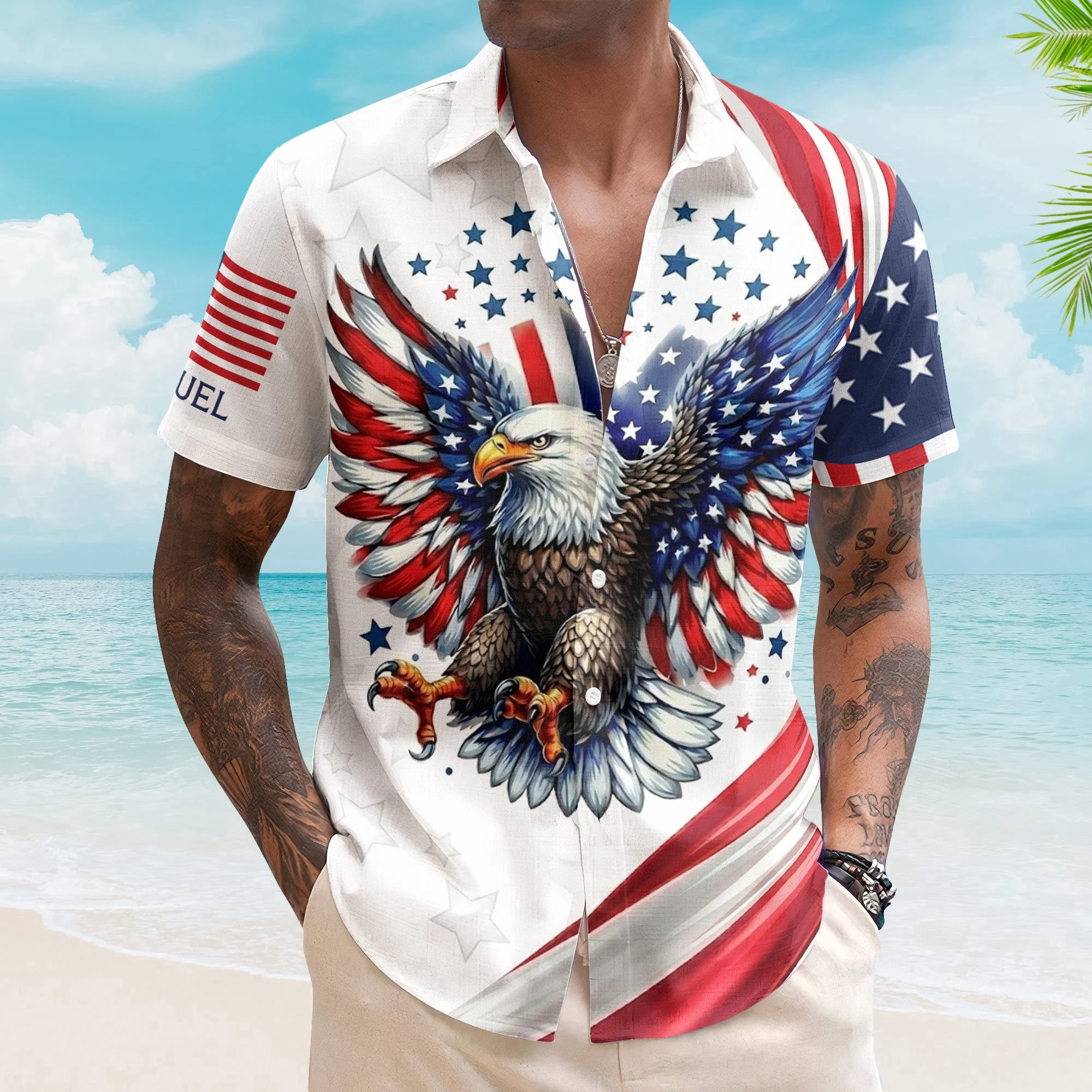 Celebrating  250 Years Of Freedom America - Personalized Hawaiian Shirt - Gift For Patriotic Men