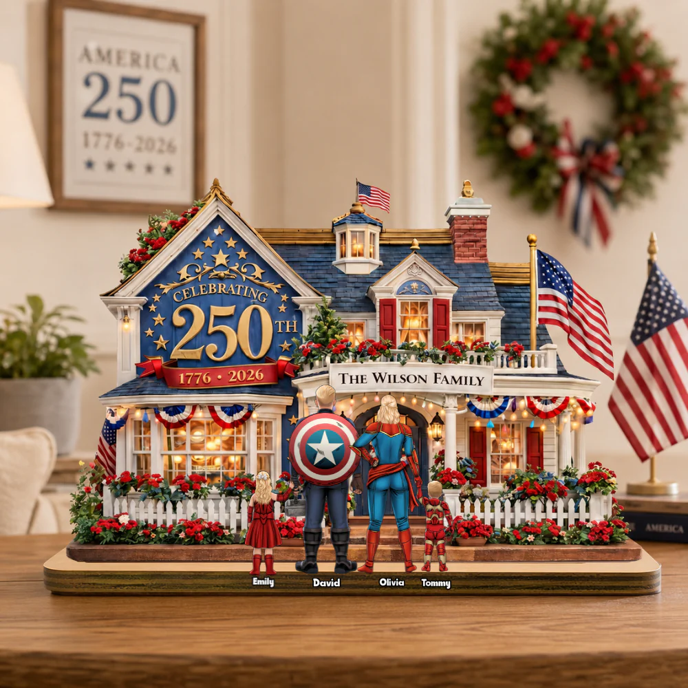 Celebrating 250th 1776-2026 USA - Personalized Wooden Plaque - Patriotic Gift For Family
