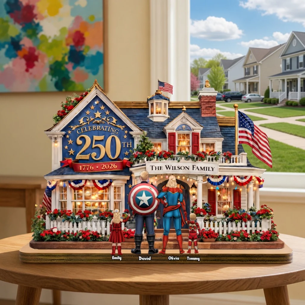 Celebrating 250th 1776-2026 USA - Personalized Wooden Plaque - Patriotic Gift For Family - Image 3