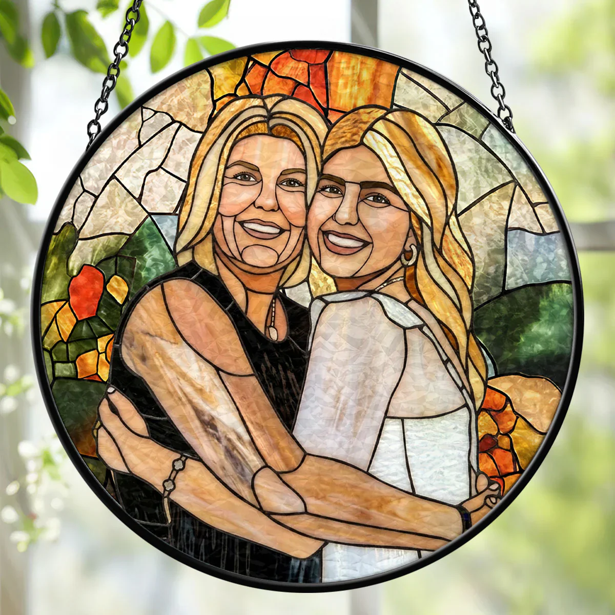 Cherished Moments Family - Personalized Stained Glass Window Hanging Suncatcher - Gift For Mom, Grandma - Image 2