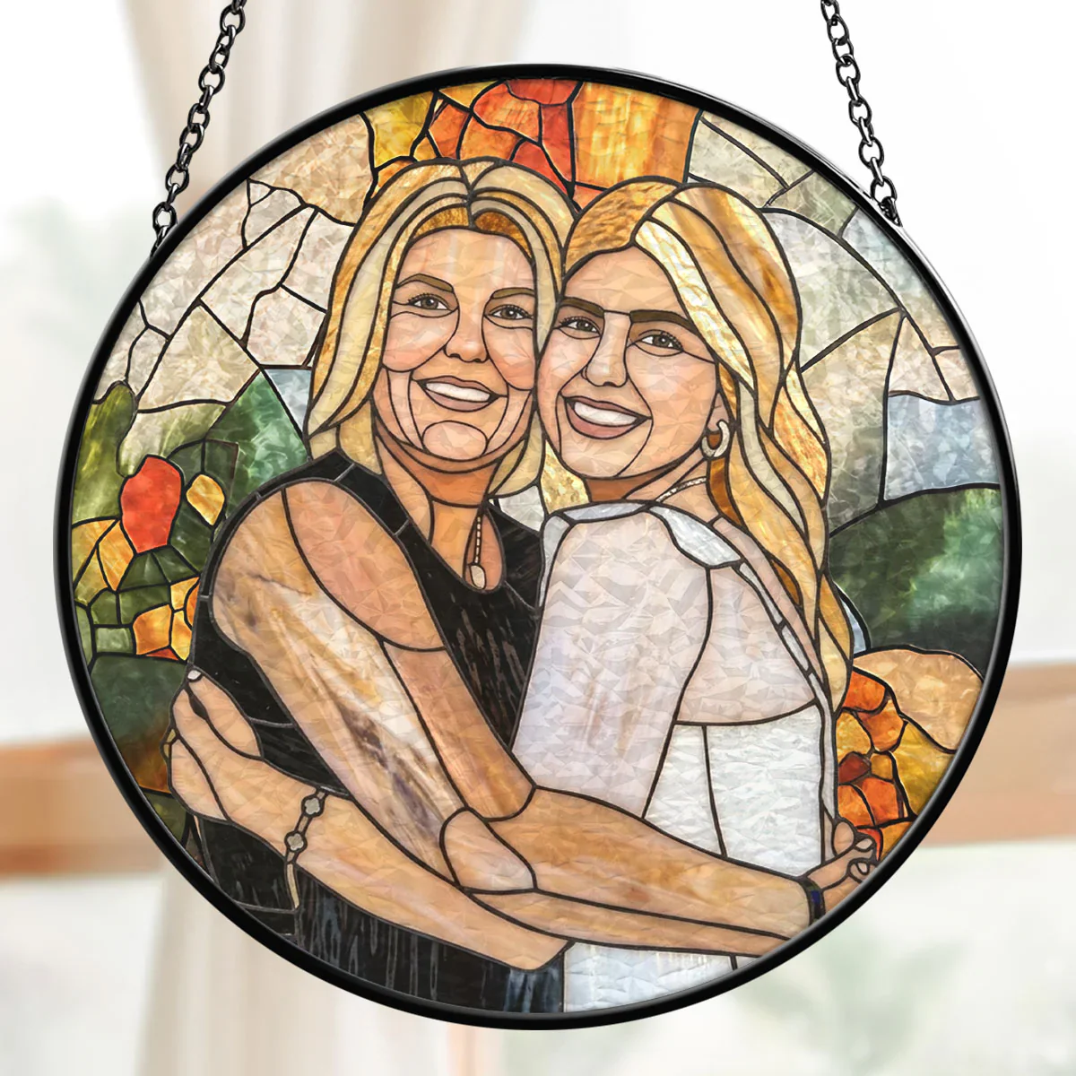 Cherished Moments Family - Personalized Stained Glass Window Hanging Suncatcher - Gift For Mom, Grandma - Image 4